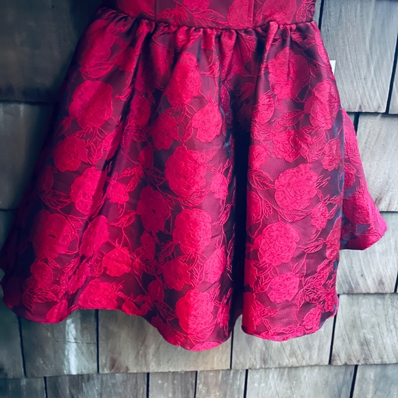 B Darlin 🌹 Juniors' Floral-Jacquard Fit & Flare Red Rose Dress 1/2 Prom Evening - Picture 8 of 15